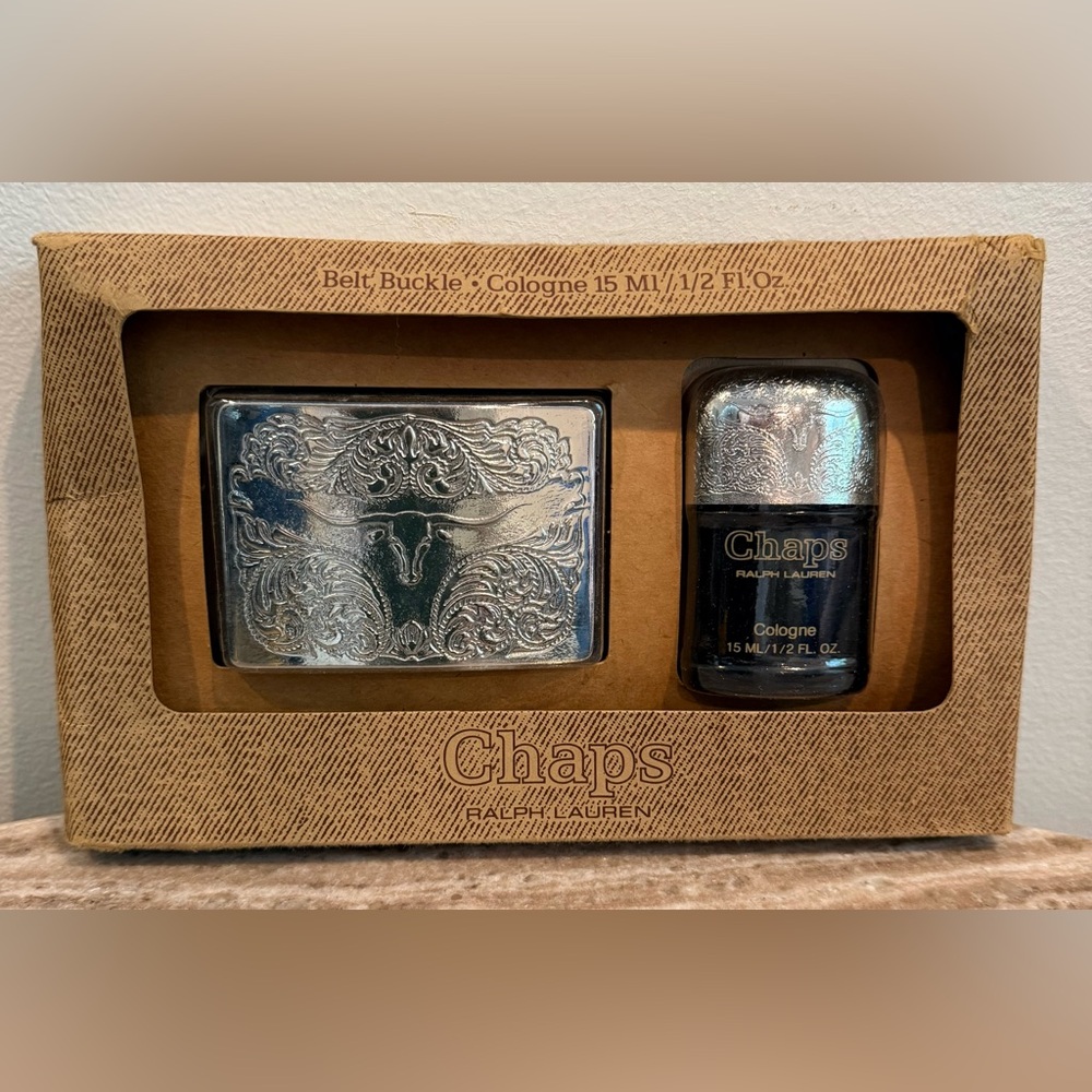 NEW Chaps Ralph Lauren Vintage 1.5 ml Cologne Belt Buckle Set